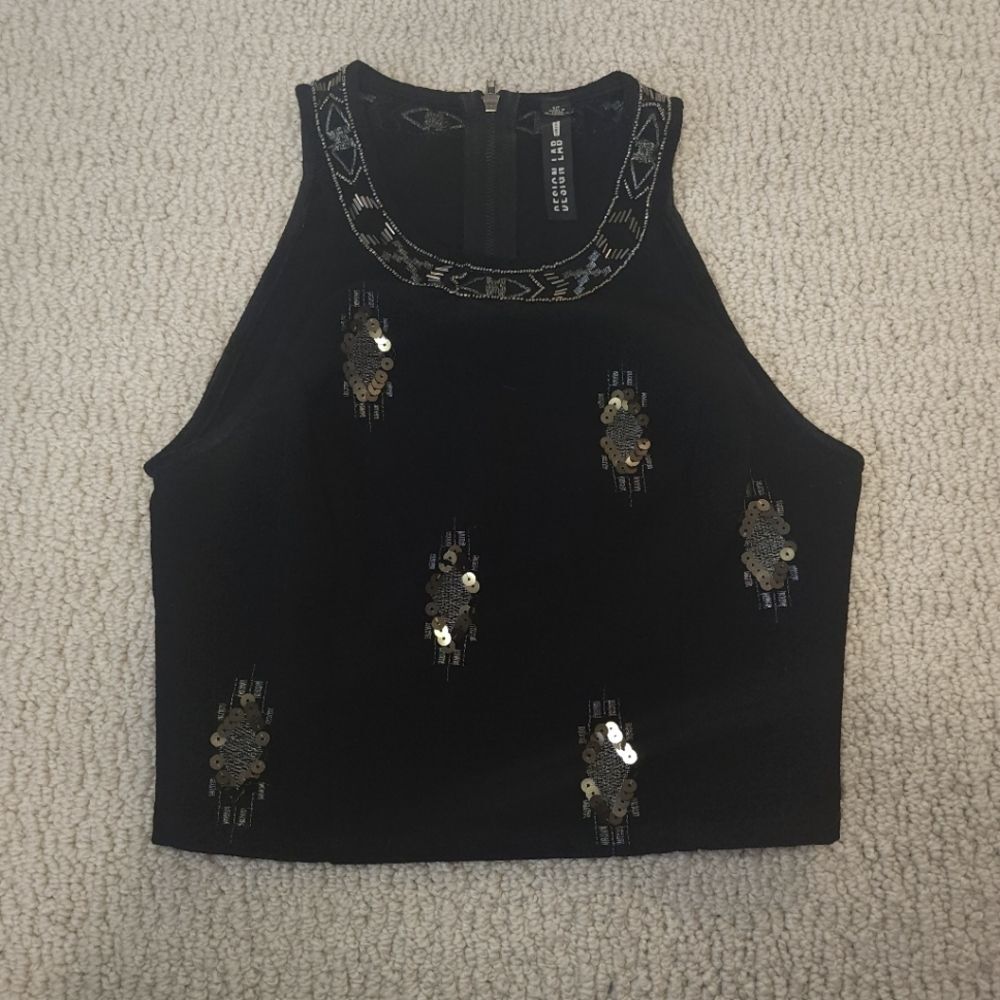 Design Lab Lord & Taylor Embellished Crop Top
